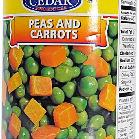Cedar peas and carrot can