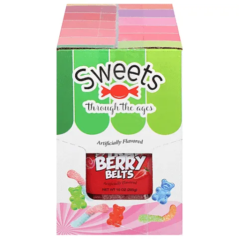 Sweets Through The Ages Sour Strawberry Belts – 10 oz