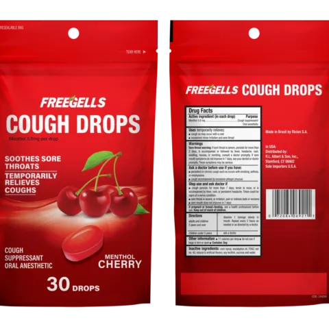 Freegells Cough Drops Menthol Cherry – 30 Drops