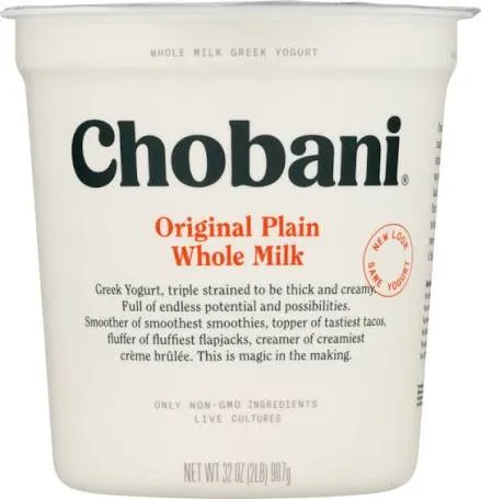 Chobani Greek Yogurt Whole Milk Plain – 907 g (32 OZ)
