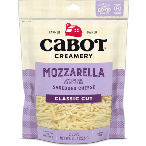 Cabot Creamery Mozzarella Low-Moisture Part-Skim Shredded Cheese Classic Cut – 8 oz