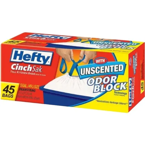 Hefty Cinchsak Tall Drawstring Odor Block 13 Gallon – 45.00 ct