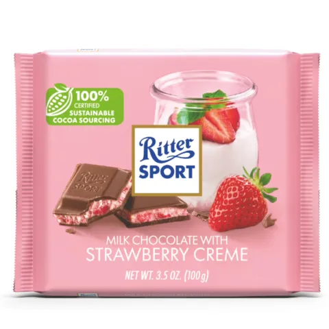 Ritter Sport Milk Chocolate with Strawberry Creme