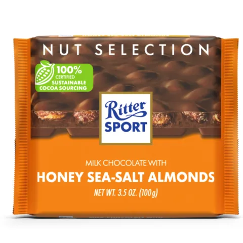 Ritter Sport Honey Sea-Salt Almonds – NET WT. 3.5 OZ. (100 g)