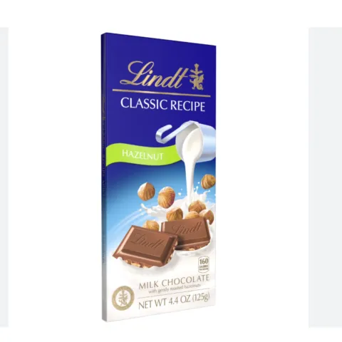 Lindt Milk Chocolate with gently roasted hazelnuts – 4.4 oz (125 g)