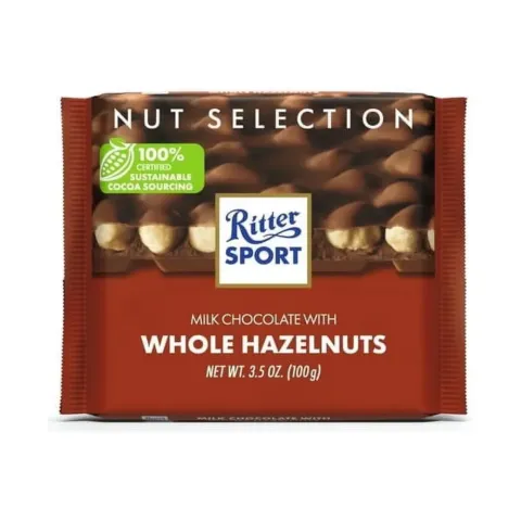 Ritter Sport Milk Chocolate with Whole Hazelnuts – 3.50 oz