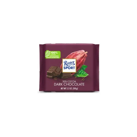 Ritter Sport Dark Chocolate, 50% Cocoa – 3.50 oz