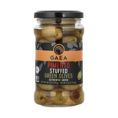 Gaea Stuffed Green Olives, Natural Pimento – 6.20 oz
