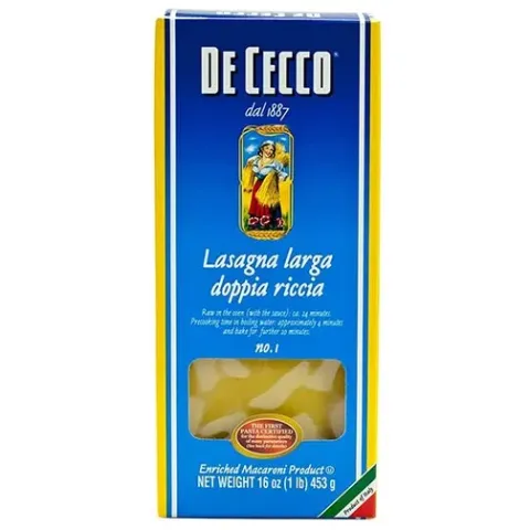 De Cecco Enriched Macaroni Product, Lasagna Larga Doppia Riccia 1 – 16.00 oz